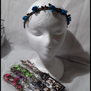 Set 5 rose fx leather vine headbands boho hippie